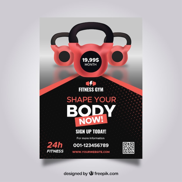 Modern Black and Pink Gym Flyer Template | Free Download