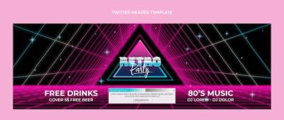 Retro Vaporwave Disco Party Twitter Header – Free Download