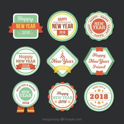 Vintage New Year 2018 Badge Collection – Free Download