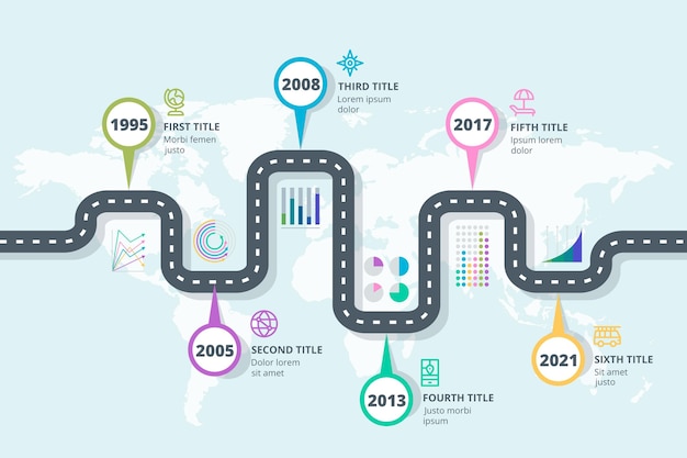 Flat Roadmap Infographic Template for Effective Visual Storytelling – Free Download