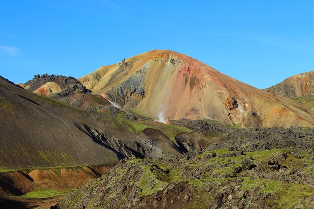 Scenic View of Volcanic Mountain Against Blue Sky – Free Stock Photo for Download