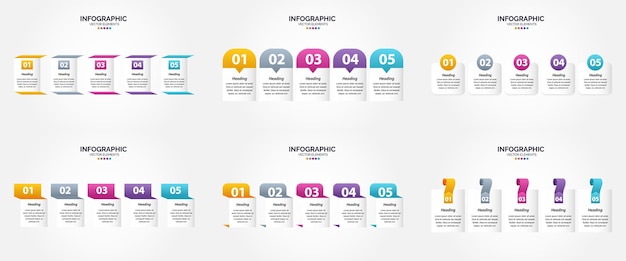 5 Steps Infographics Flat Design Set for Advertising Brochures and Magazines – Free Download