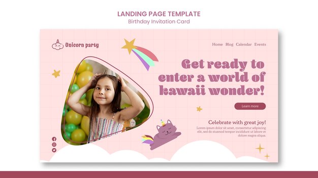 Flat Design Birthday Celebration Landing Page – Free Download