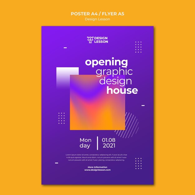 Vertical Poster Template for Graphic Design Lessons – Free Download