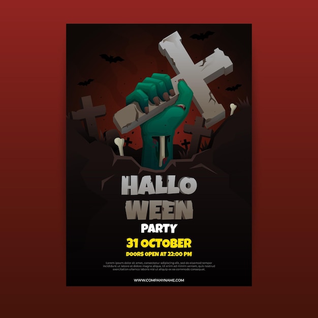 Realistic Halloween Party Vertical Flyer Template – Free Download