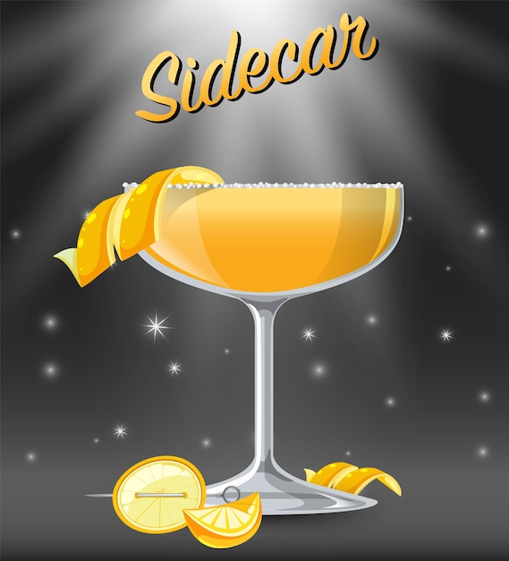 Sidecar Cocktail in a Glass on Sparkling Background – Free Stock Photo for Download