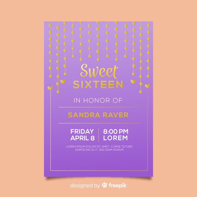 Sixteen Birthday Hanging Dots Invitation Template – Free Download