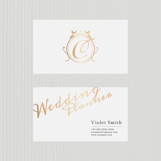 Luxury Business Card Template PSD in Gold Tone – Front and Rear View | Free to Download