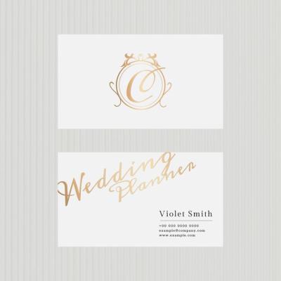 Luxury Business Card Template PSD in Gold Tone – Front and Rear View | Free to Download