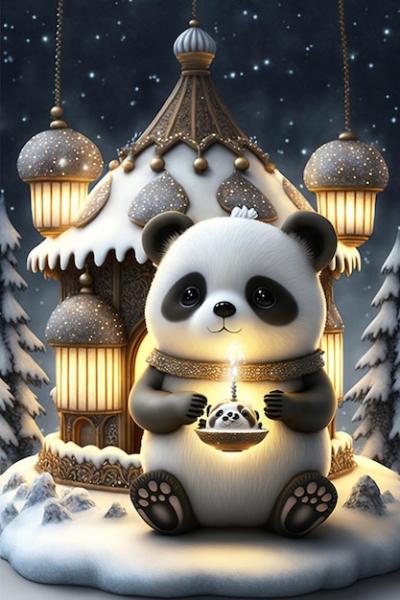 Christmas Panda with Night Background – Free Stock Photo, Download for Free