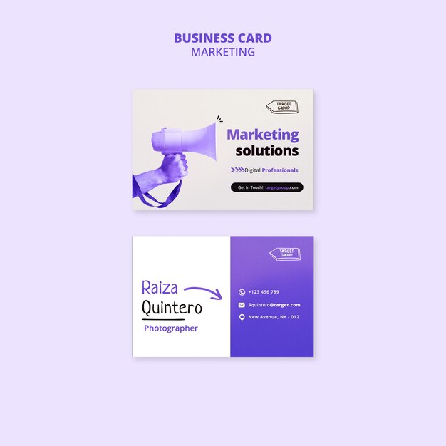 Creative Marketing Solutions: Horizontal Card Template for Business – Free Download