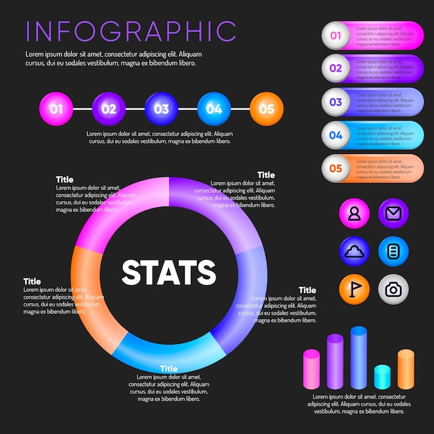 3D Glossy Infographic – Free Stock Photo Download