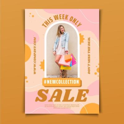 Flat Sale Poster Template Featuring Discounts – Free Download