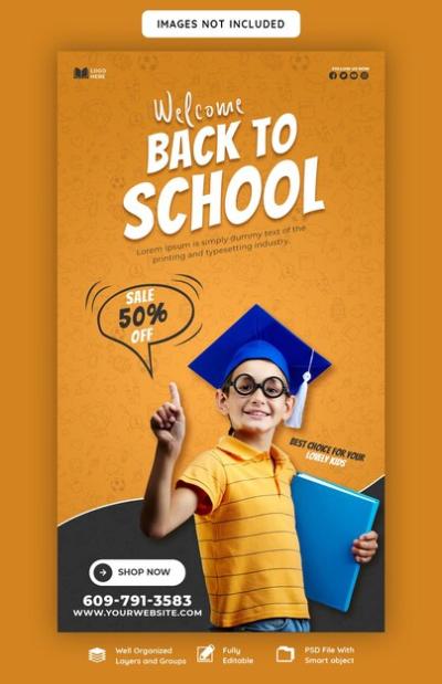 Back to School Instagram and Facebook Story Template – Download Free Stock Photo