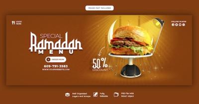 Ramadan Kareem Food and Iftar Menu Facebook Cover Banner Template – Free Download