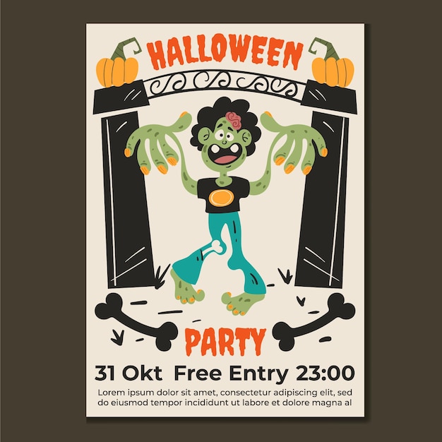 Halloween Party Vertical Poster Template – Free Download