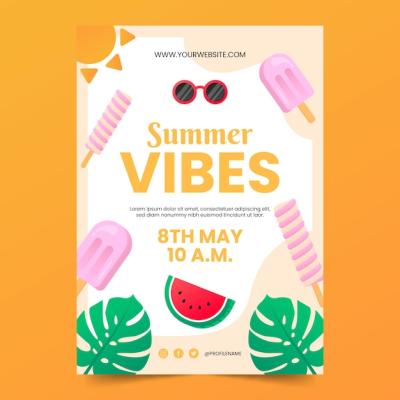 Hand Drawn Summer Poster Design – Free Stock Photo for Download