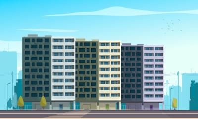 Modern Urban Residential Housing Apartment Blocks Illustration – Free Download