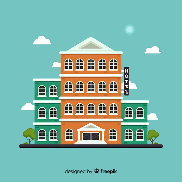 Flat Hotel Building Background – Free Download