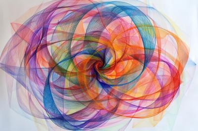 Spirographic Abstract Multicolored Drawing in Pencil and Watercolor – Free Download