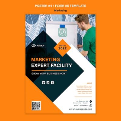 Flat Design Poster Marketing Template – Free Download