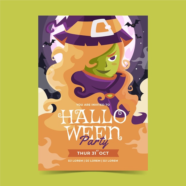 Hand Drawn Flat Halloween Vertical Poster Template – Free Download