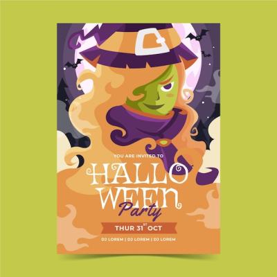 Hand Drawn Flat Halloween Vertical Poster Template – Free Download