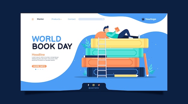 Flat World Book Day Landing Page Template – Free to Download