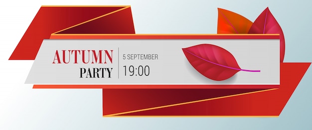 Autumn Party Lettering with Red Leaves – Free Download Free Stock Photo