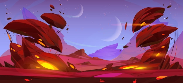 Futuristic Martian Surface with Cartoon Landscape Illustration – Free Download