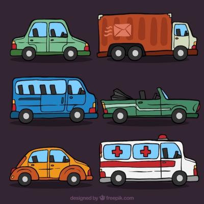 Decorative Hand-Drawn Vehicles – Free Download for Your Projects