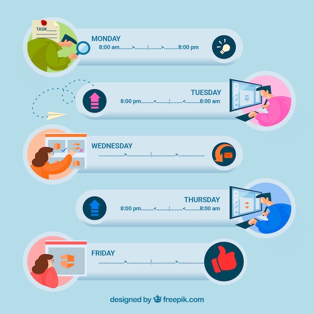 Colorful Business Timeline in Flat Design – Free Download