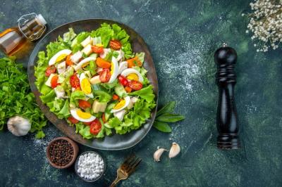 Delicious Salad with Fresh Ingredients and Spices – Free Stock Photo Download