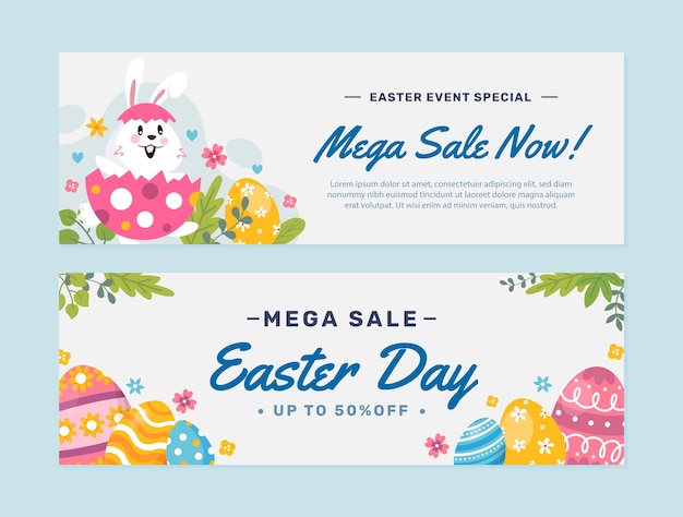 Hand Drawn Flat Easter Sale Banner – Free Download