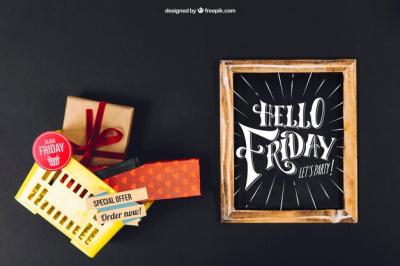 Black Friday Mockup Featuring Slate and Basket – Free Download