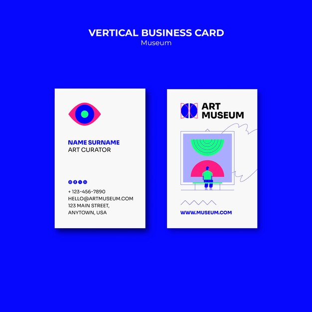 Museum Vertical Business Card Template Design – Free Download