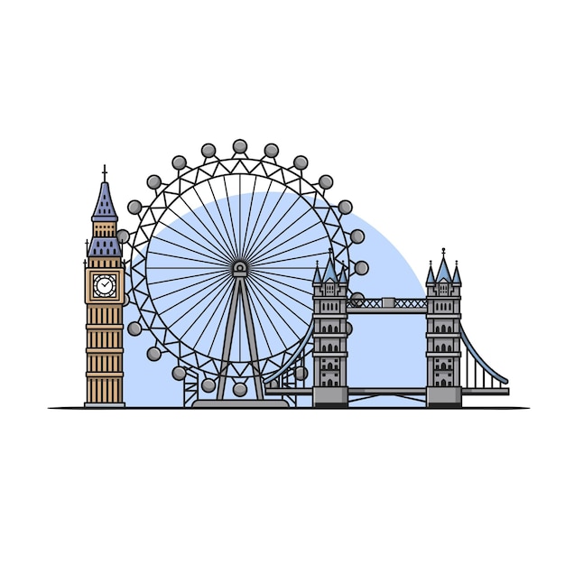 London Building Landscape Cartoon Vector Icon Illustration – Free Download