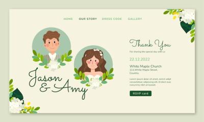 Flat Design Wedding Celebration Landing Page – Free Download