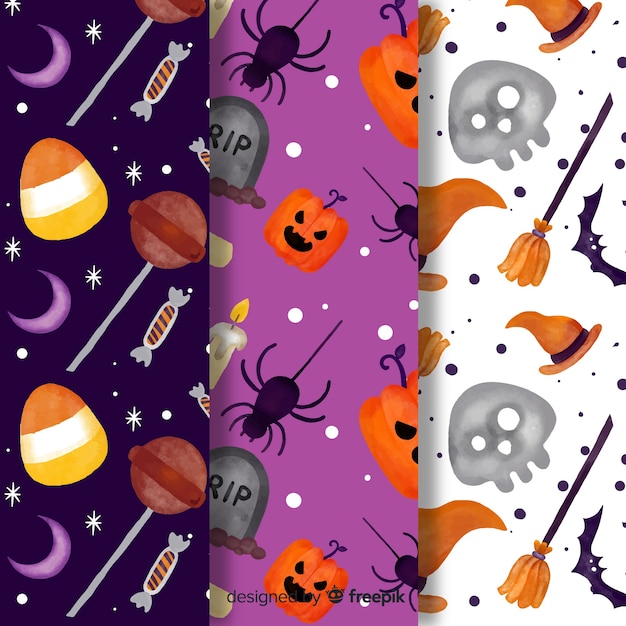 Vibrant Hand-Drawn Halloween Patterns – Free Download