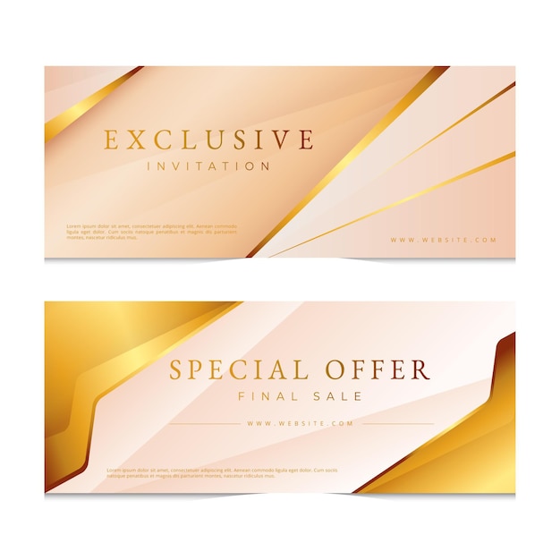 Gradient Golden Luxury Horizontal Banners Set – Free Download