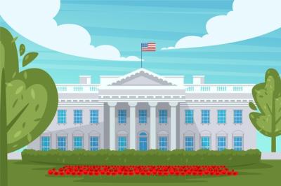 Flat Design White House and Flowers – Free Download