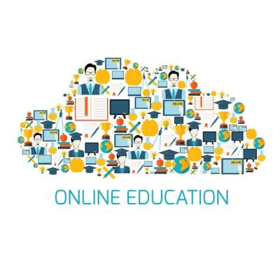 Cloud-Shaped Background of Digital Education Items – Free Download