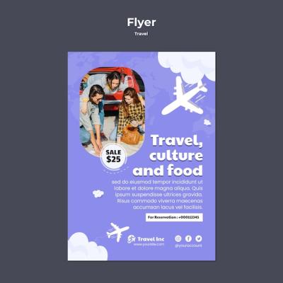 Traveling Flyer Featuring Planes and Clouds – Free Download