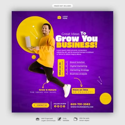 Digital Marketing Agency and Corporate Social Media Banner or Instagram Post Template – Free Download