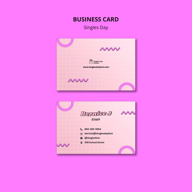 Horizontal Business Card Template for 11.11 Singles Day – Free to Download