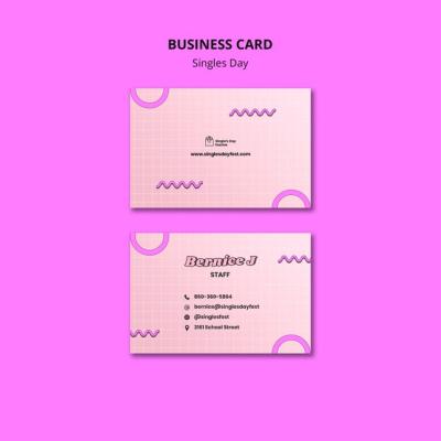 Horizontal Business Card Template for 11.11 Singles Day – Free to Download