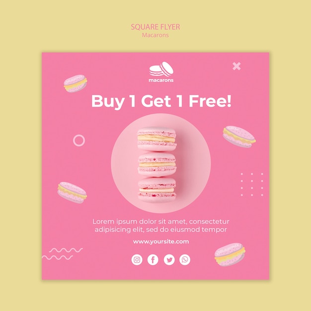 Flyer Template Featuring Macarons Concept – Free Download