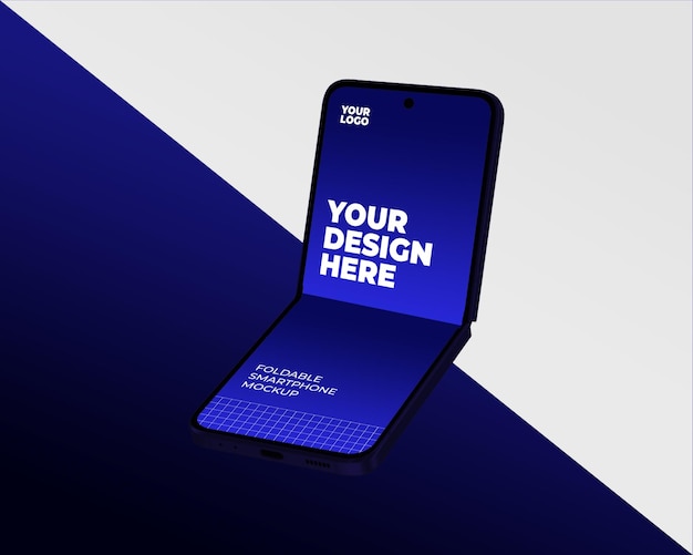 Foldable Phone Mockup – Smartphone Design Mockup with Flip Display for Free Download