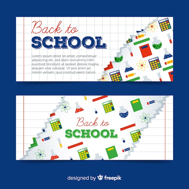 Flat Back to School Banners Template – Free Download