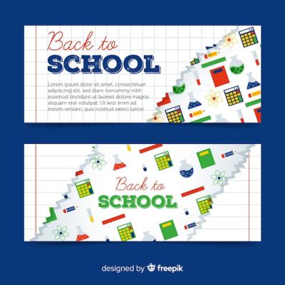 Flat Back to School Banners Template – Free Download